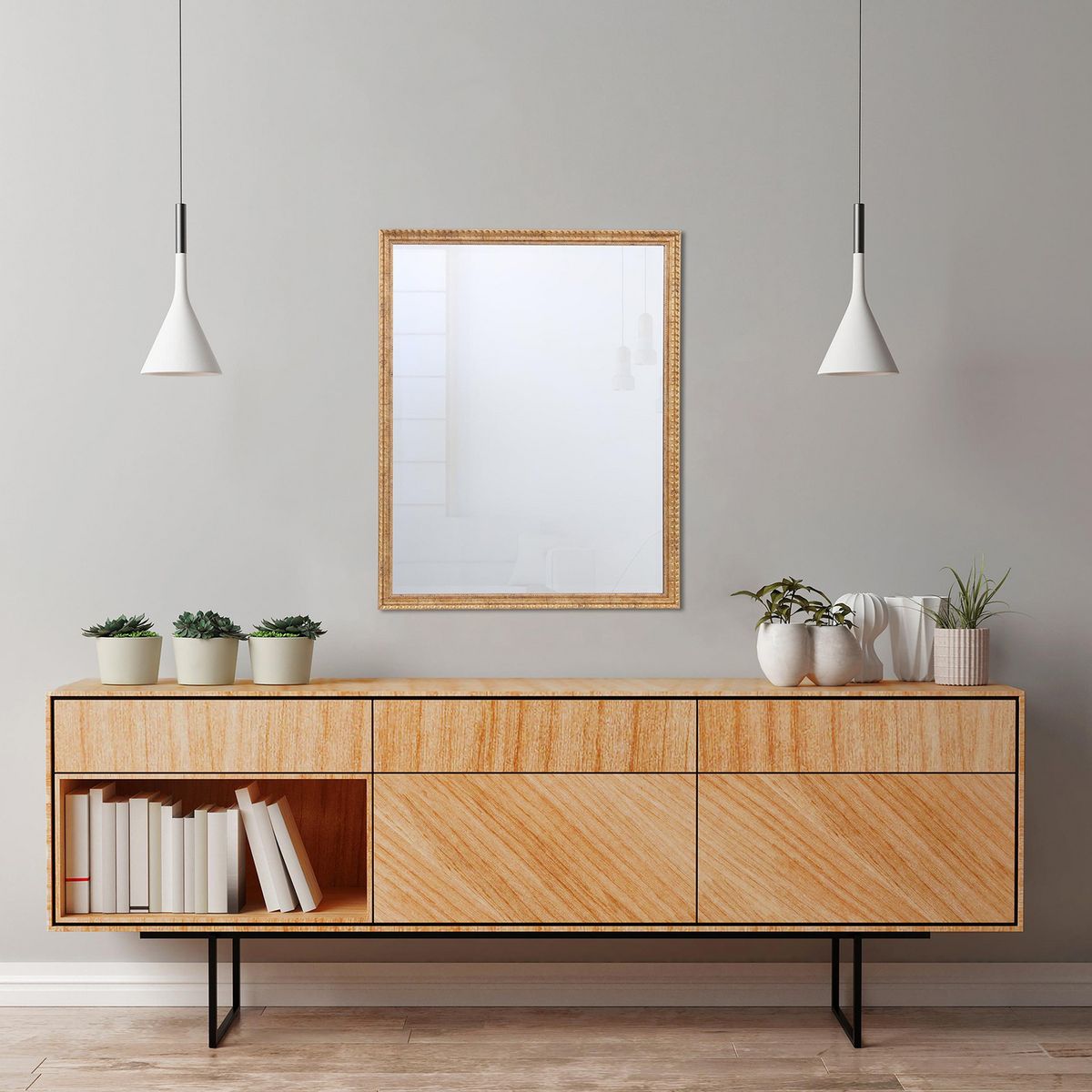 JUST HOME COLLECTION - Espejo Decorativo Forma Cuadrada 60.2x75.5 cm Dorado Deco