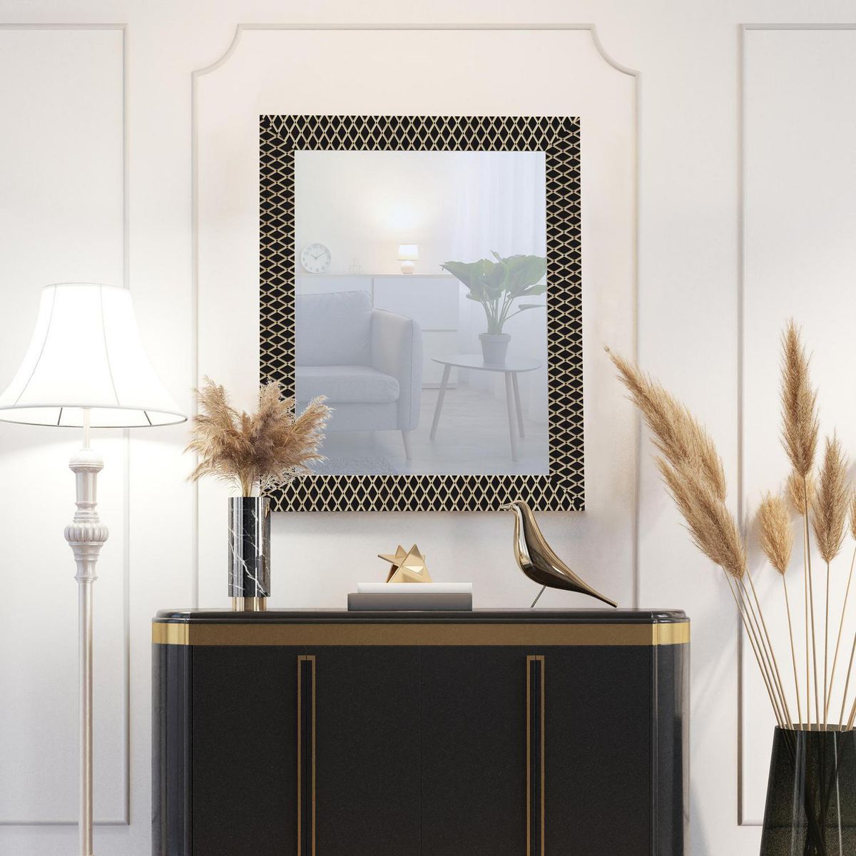 JUST HOME COLLECTION - Espejo Decorativo Forma Poligonal 84.3x69 cm Café Thick