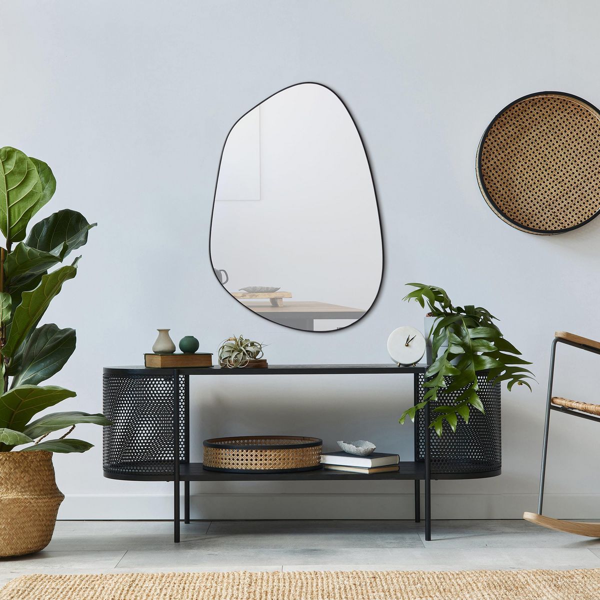 JUST HOME COLLECTION - Espejo Decorativo Forma Poligonal 50x70 cm Plateado Shape