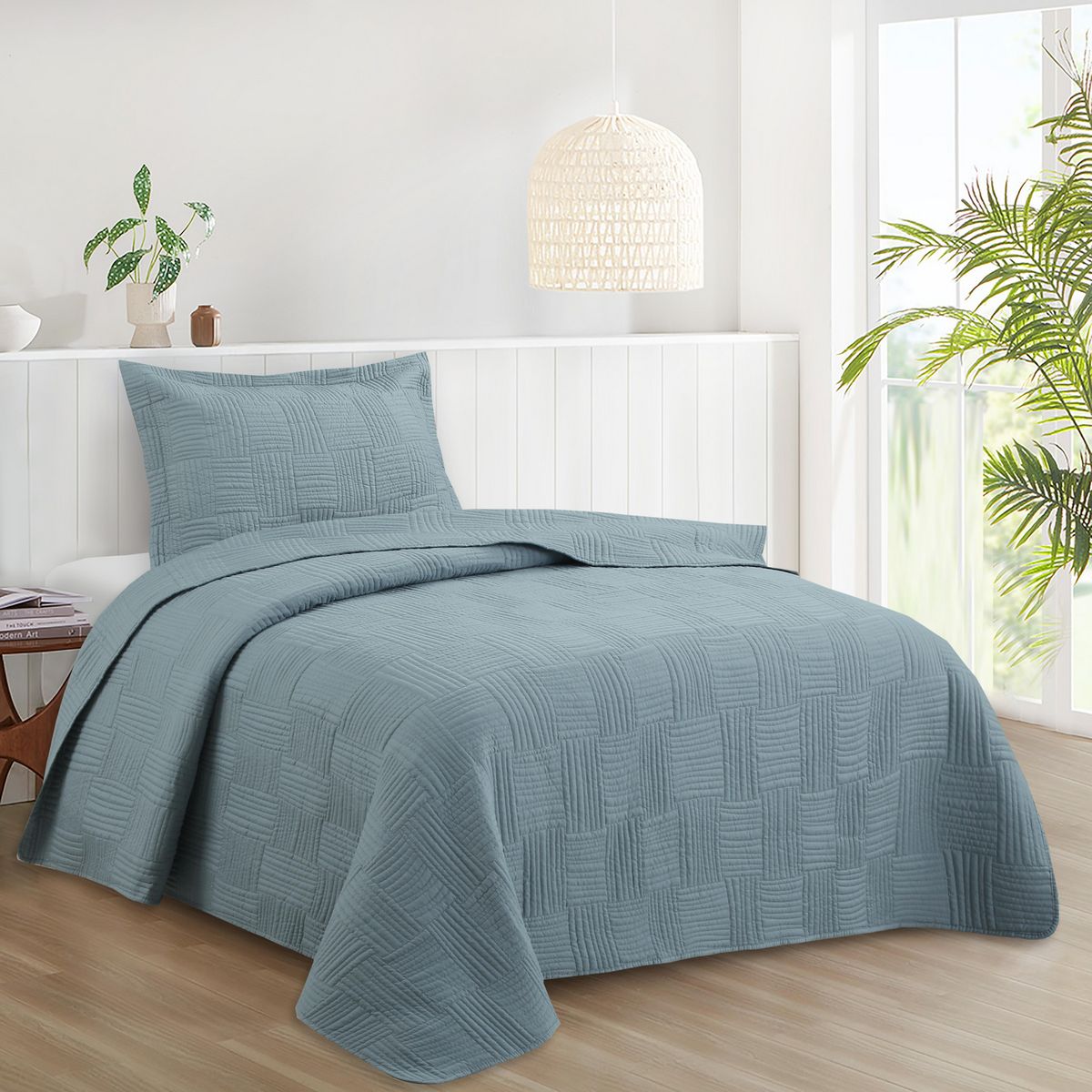 JUST HOME COLLECTION - Quilt 1.5 plazas Waves Azul 
