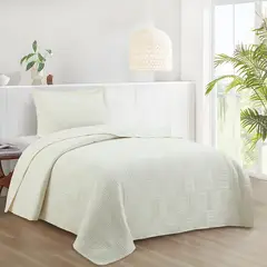 JUST HOME COLLECTION - Quilt Waves Blanco 1.5 plazas