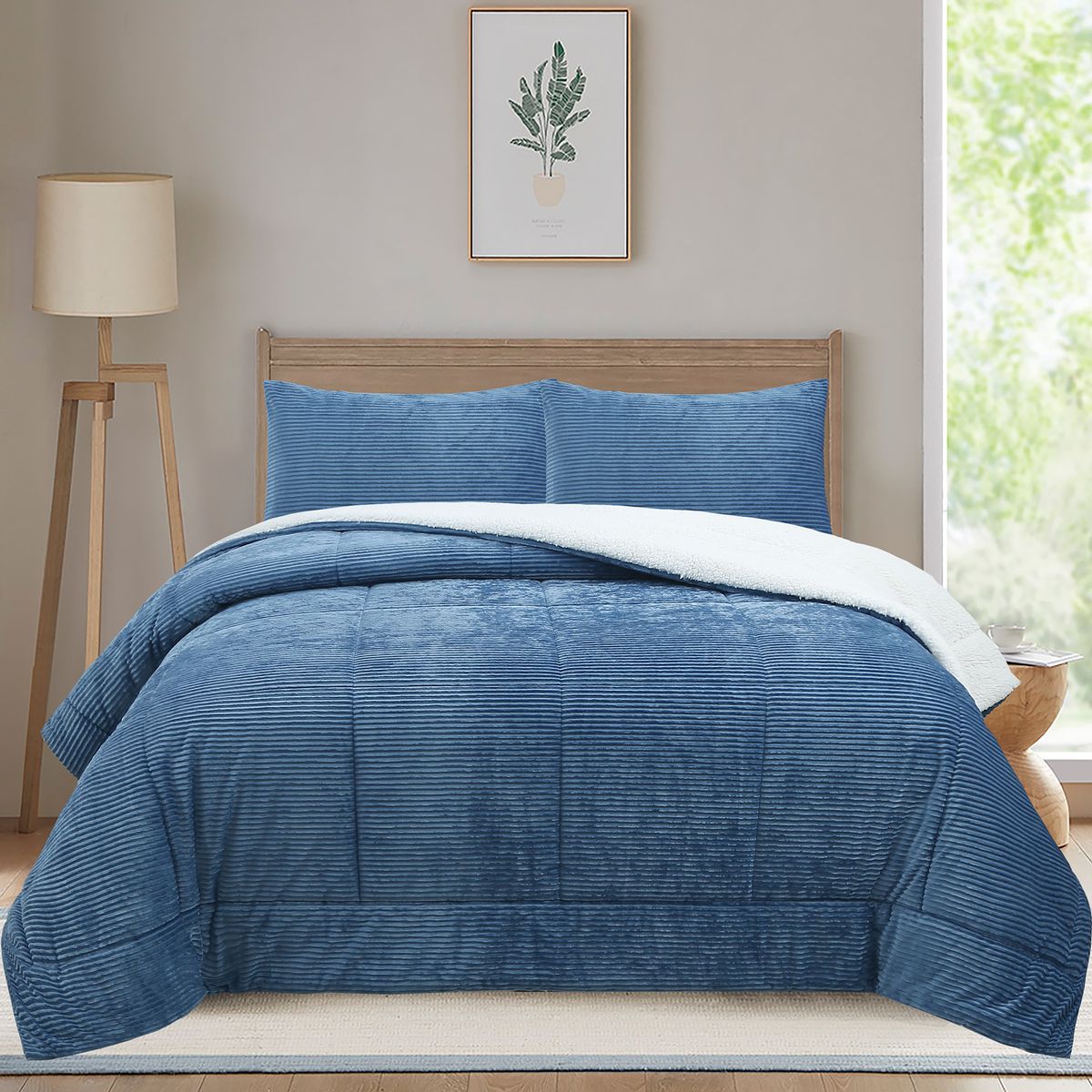 JUST HOME COLLECTION - Plumón Chiporro 2 plazas Batch Azul Cotelé 