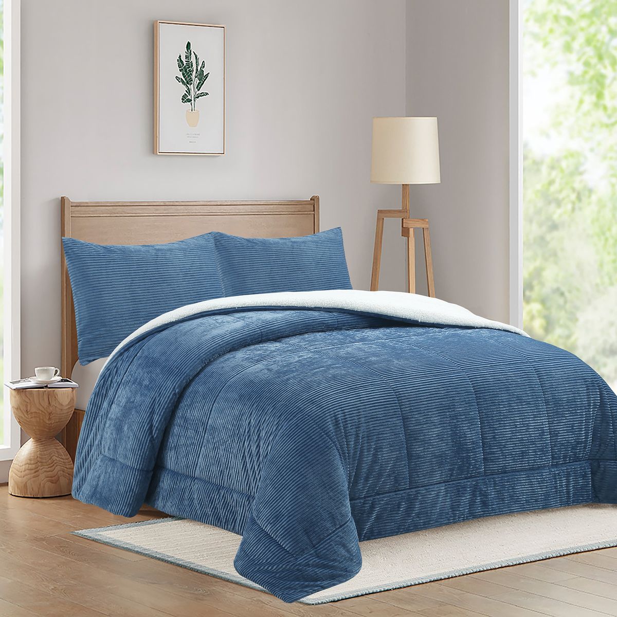 JUST HOME COLLECTION - Plumón Chiporro 2 plazas Batch Azul Cotelé 