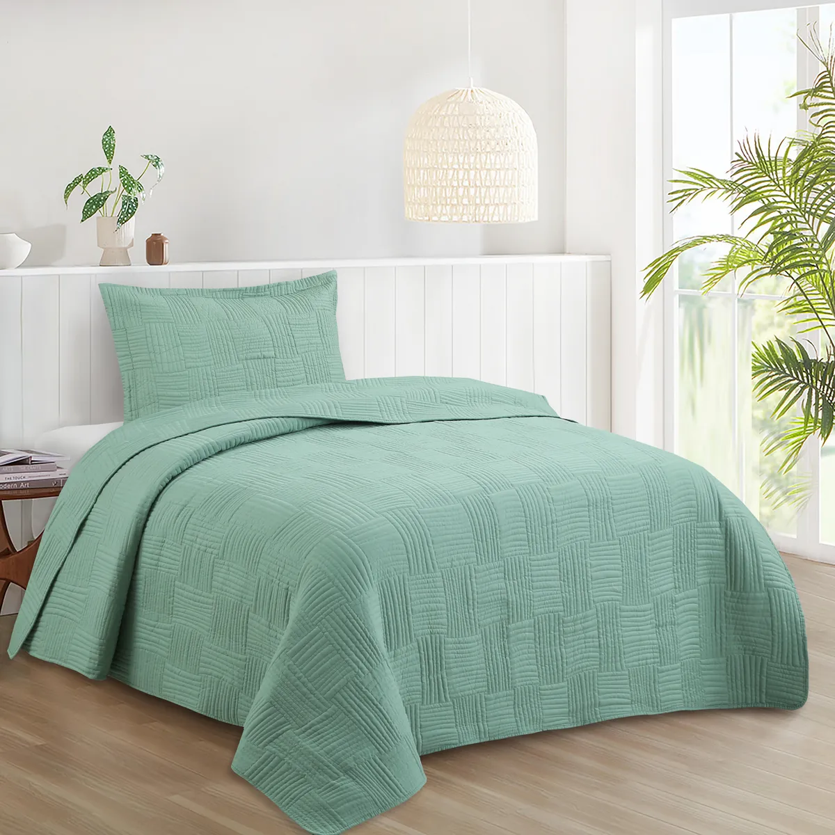 JUST HOME COLLECTION - Quilt 1.5 plazas Waves Verde 