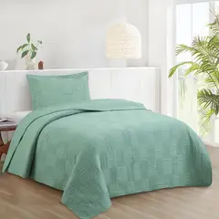 JUST HOME COLLECTION - Quilt 1.5 plazas Waves Verde