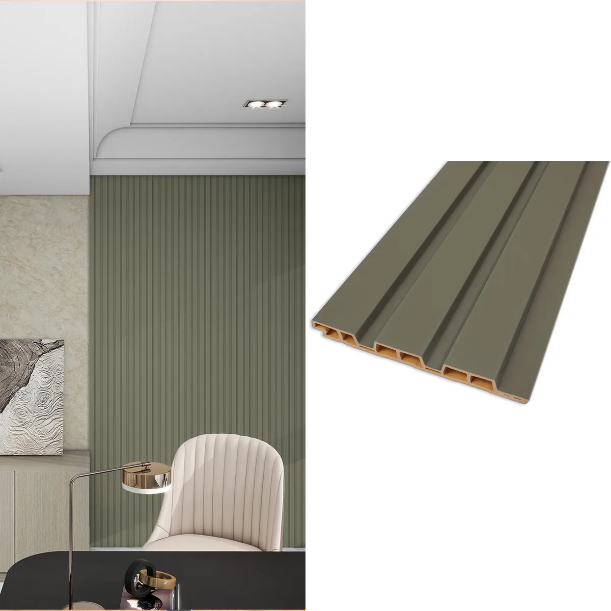 HOLZTEK - Wall Panel Wpc 12x240 cm Verde Oliva 0.28 m2