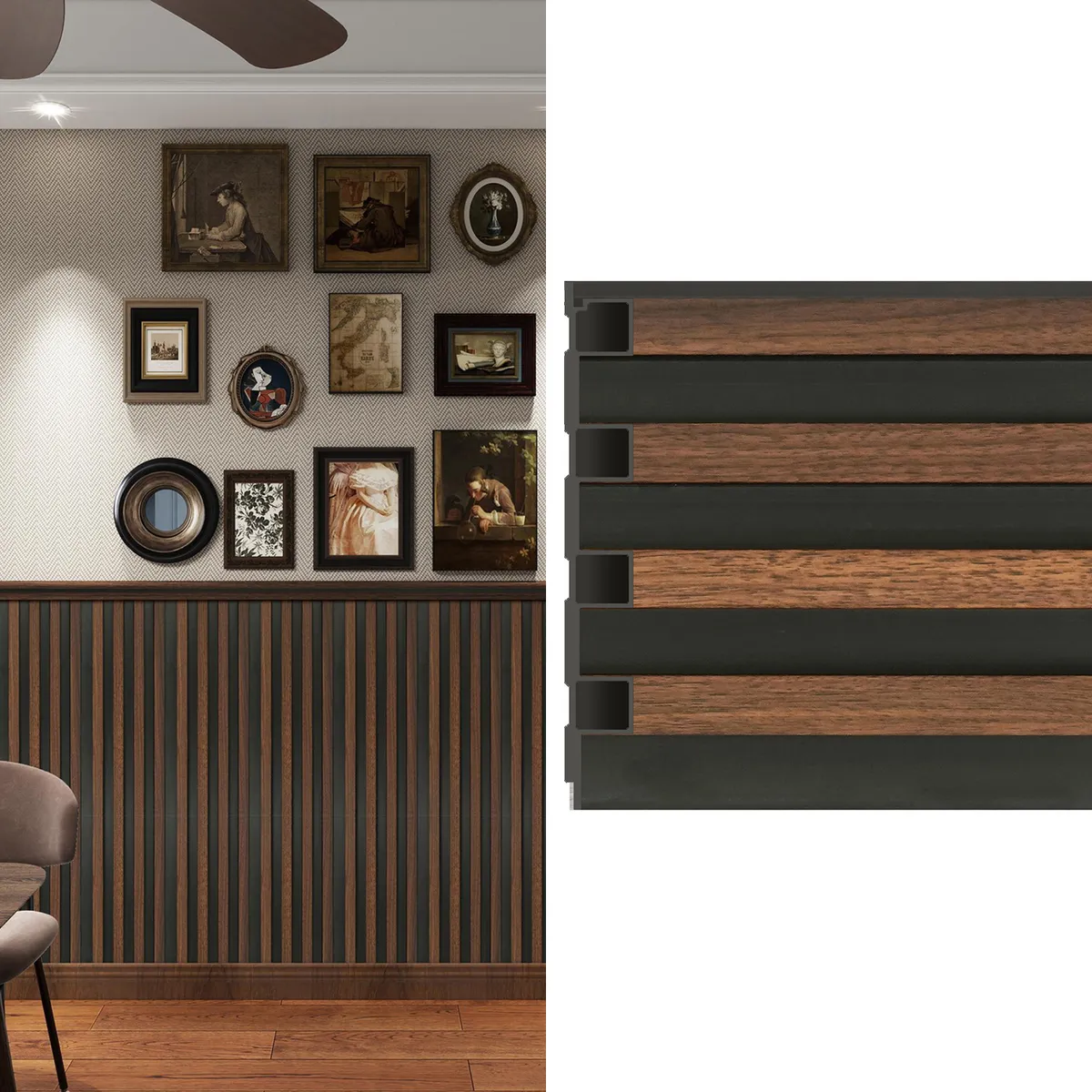 HOLZTEK - Wall Panel Wpc 16x240 cm Café Oscuro; Negro 0.39 m2