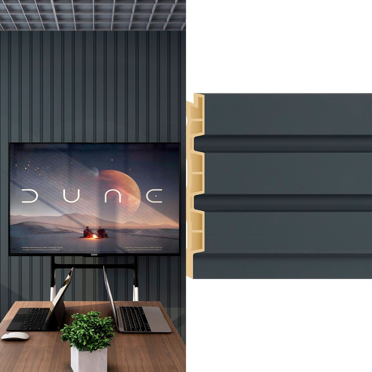 HOLZTEK - Wall Panel Dark 12x240 cm Gris Oscuro 0.28 m2