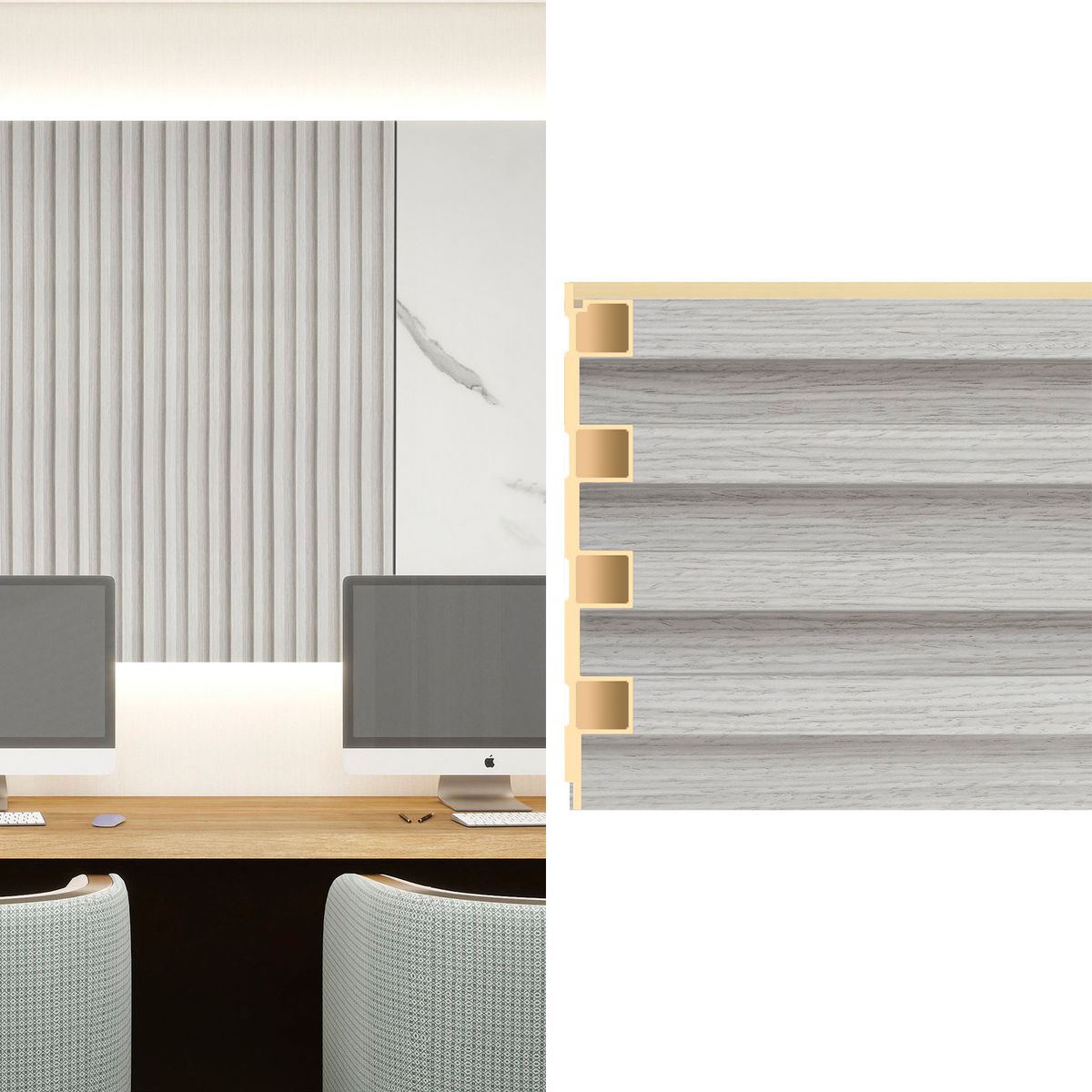 HOLZTEK - Wall Panel Wpc 16x240 cm Gris Claro 0.39 m2