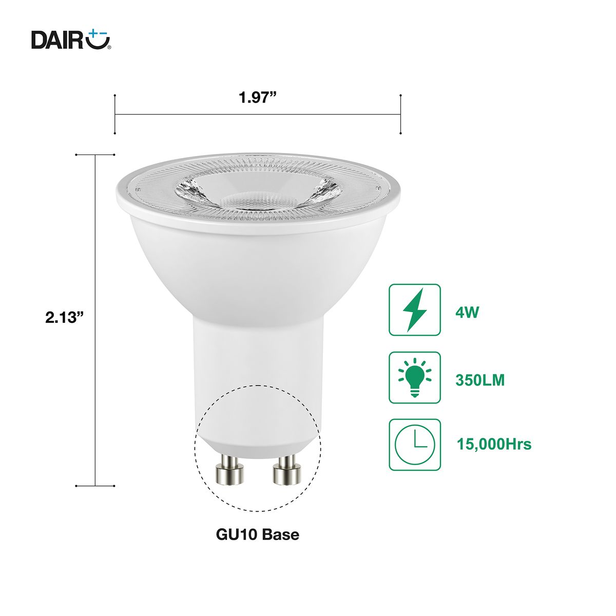 DAIRU - Led 3 Tonos 4 W GU10 350 lm Luz Cálida