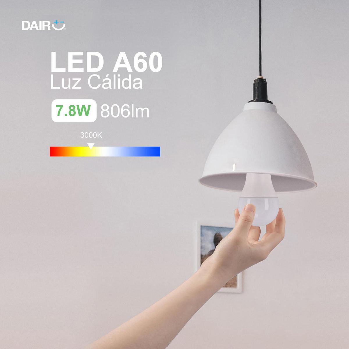 Ampolleta Led Con Sensor 7.8 W E27 806 lm Luz Cálida, marca DAIRU - Foto 2
