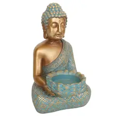 JUST HOME COLLECTION - Buda con portavela 16,5 cm, color turquesa