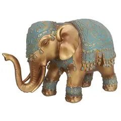 JUST HOME COLLECTION - Figura de Elefante Verde Dorado 14x8.5 cm