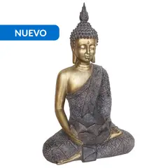 JUST HOME COLLECTION - Buda sentado con portavela 42 cm, color gris