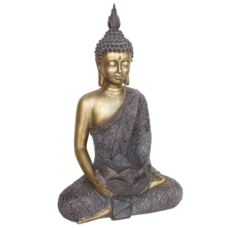 Buda sentado con portavela Multicolor 42.5x18 cm