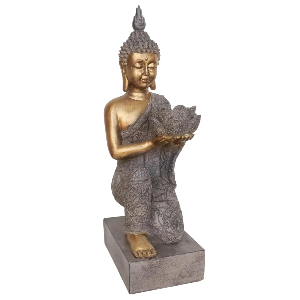 JUST HOME COLLECTION - Buda con portavela 46 cm, color gris