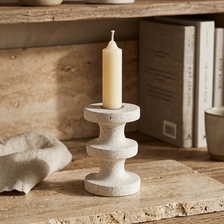 Candelabro de ceramica 11 cm, color blanco