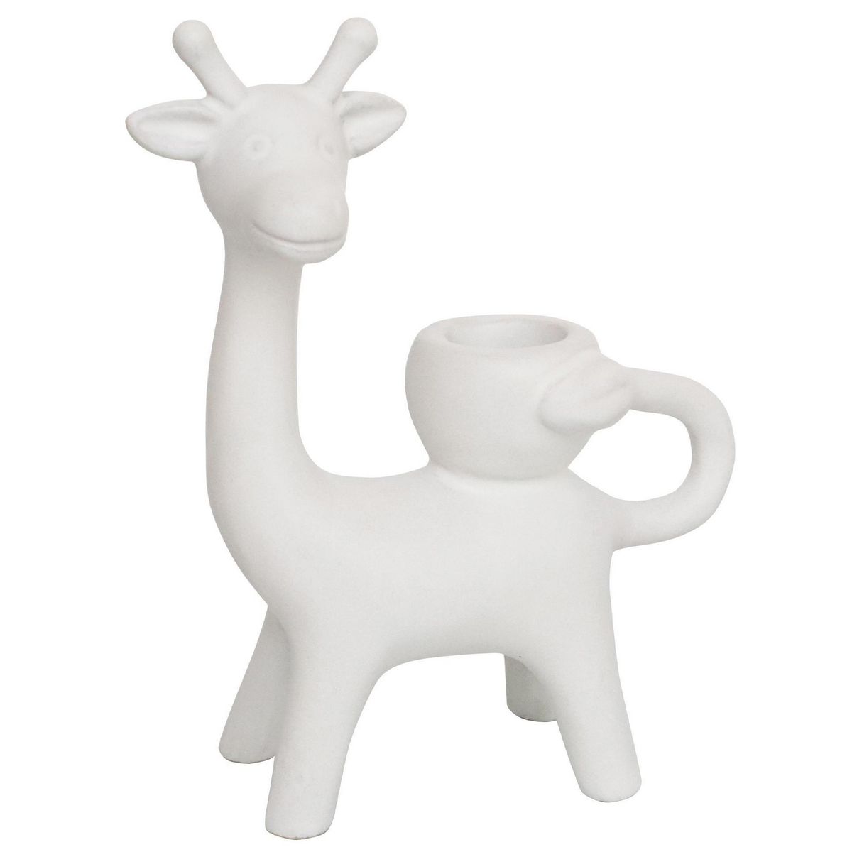 JUST HOME COLLECTION - Candelabro figura de jirafa 15,2 cm, color blanco