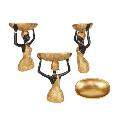 Imagen 2 del producto Figura africana plato Negro Dorado 27x11 cm