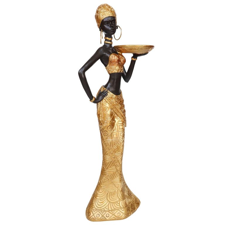 Figura africana portavela Negro Dorado 40x10 cm