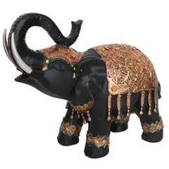 JUST HOME COLLECTION - Figura Elefante Negro Dorado 22x10.8 cm