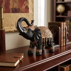 JUST HOME COLLECTION - Figura Elefante Negro Dorado 22x10.8 cm