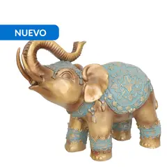 JUST HOME COLLECTION - Figura elefante 16,8 cm, color turquesa y dorado