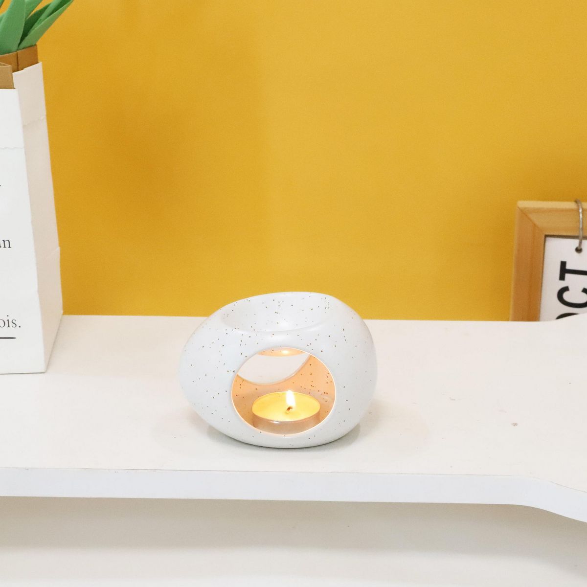 JUST HOME COLLECTION - Portavelas de Cerámica 6 cm Blanco