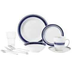 JUST HOME COLLECTION - Juego de Loza 60 Piezas Cerámica Blanco
