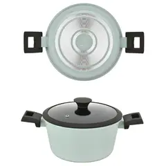 JUST HOME COLLECTION - Batería de Cocina 7 Piezas Aluminio Lisbon Verde