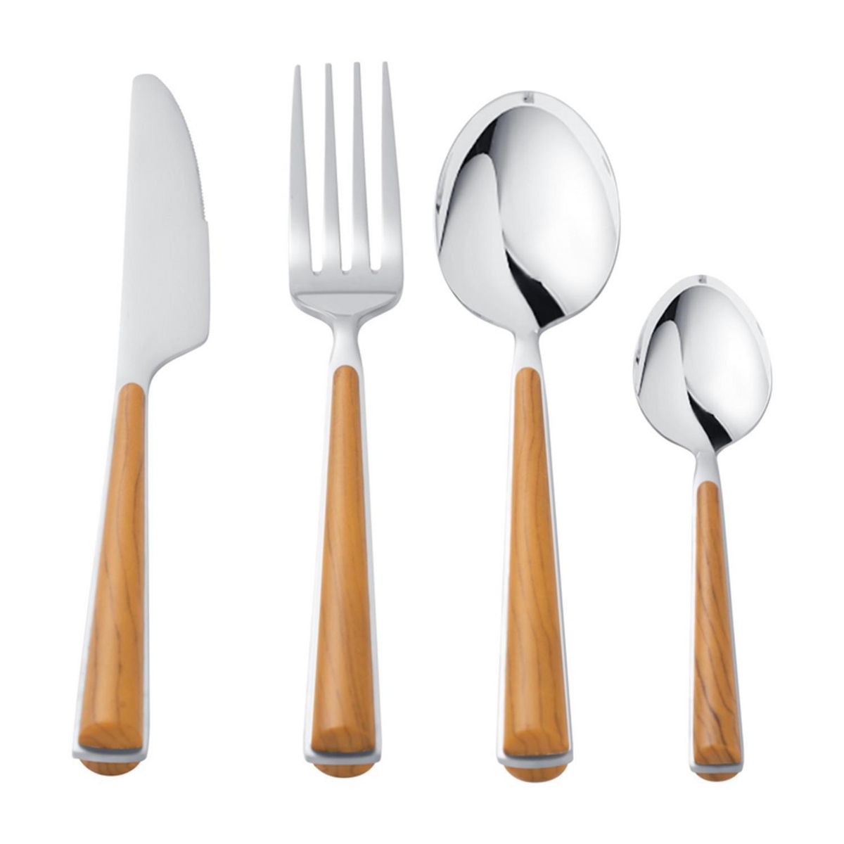 JUST HOME COLLECTION - Set de Cubiertos 24 Piezas Mango Madera