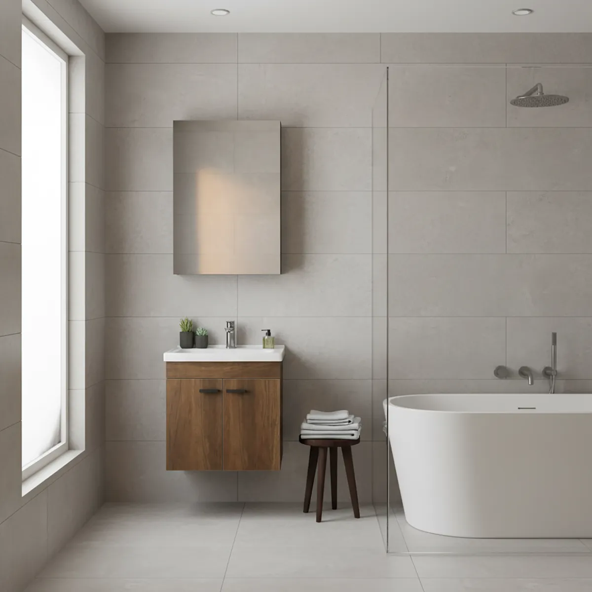 SENSI DACQUA - Combo Mueble Baño con botiquín Nogal; 50x50x40 cm