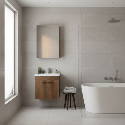 Imagen 2 del producto Combo Mueble Baño con botiquín Nogal; 50x50x40 cm