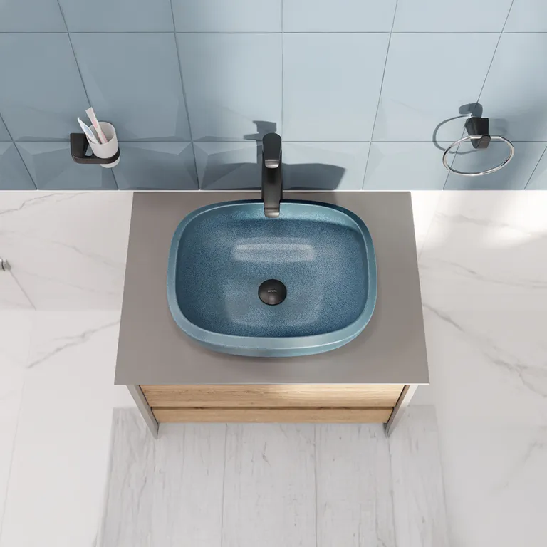 Lavamanos Forma Ovalada Porcelana 46x16x39.5 cm Azul
