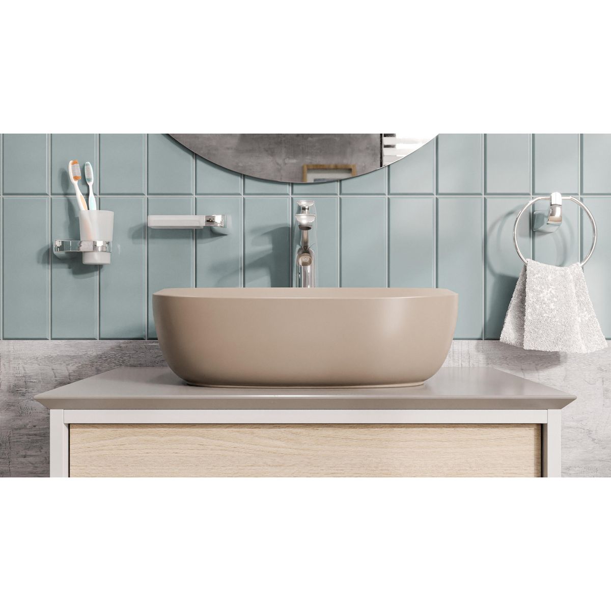 CORONA - Lavamanos Forma Ovalada Porcelana 46x16x39.5 cm 