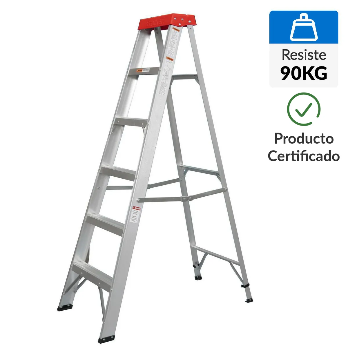 BAUKER - Escalera De tijera Aluminio 1.87 m 5 Peldaños