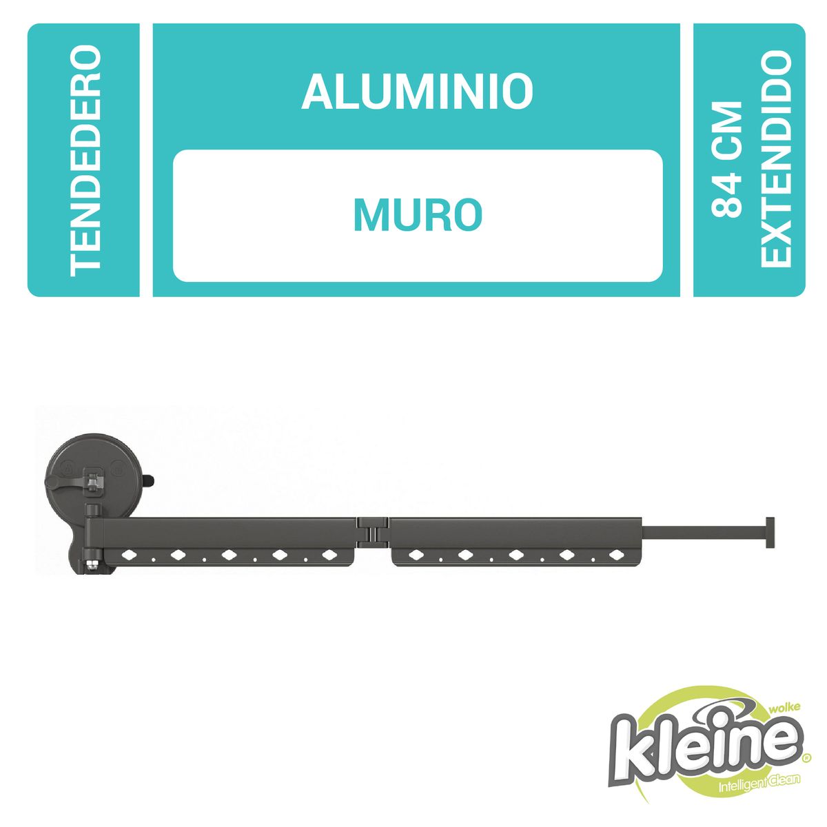 KLEINE WOLKE - Tendedero de Ropa Adherible a Ventana Muro Aluminio 12,5x84x18,5 cm Negro