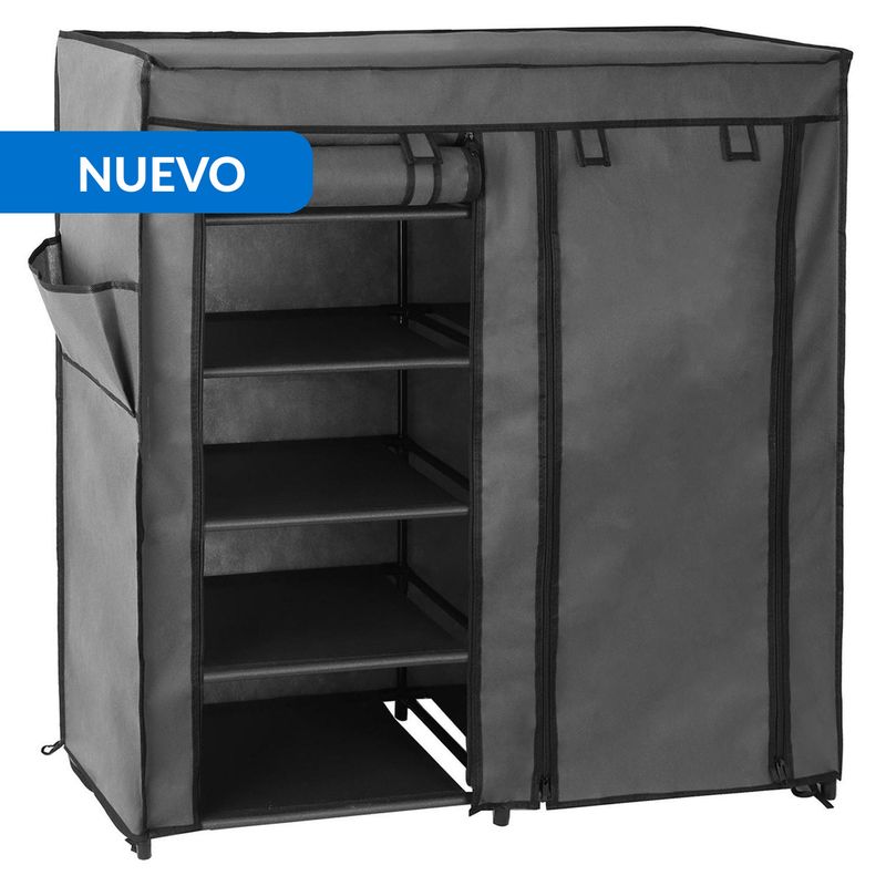 JUST HOME COLLECTION - Clóset Portátil 2 Puerta(s) 0 Cajón(es) 7 Repisa(s) 90x93x30 cm Gris oscuro