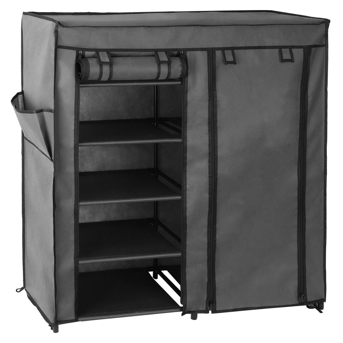 JUST HOME COLLECTION - Clóset Portátil 2 Puerta(s) 0 Cajón(es) 7 Repisa(s) 90x93x30 cm Gris oscuro