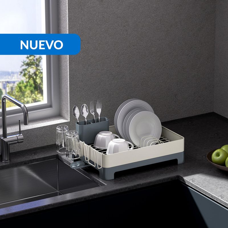 JUST HOME COLLECTION - Secaplatos 51x32x24,6 cm acero/gris