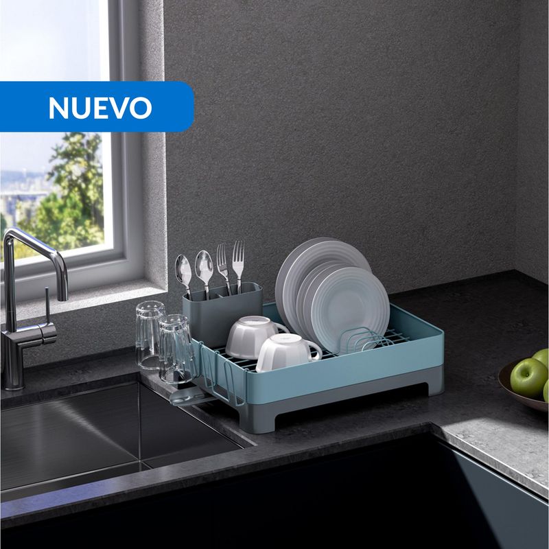 JUST HOME COLLECTION - Secaplatos 49,5x16,7x32,1 cm azul/gris