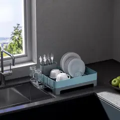 JUST HOME COLLECTION - Secaplatos 49,5x16,7x32,1 cm azul/gris