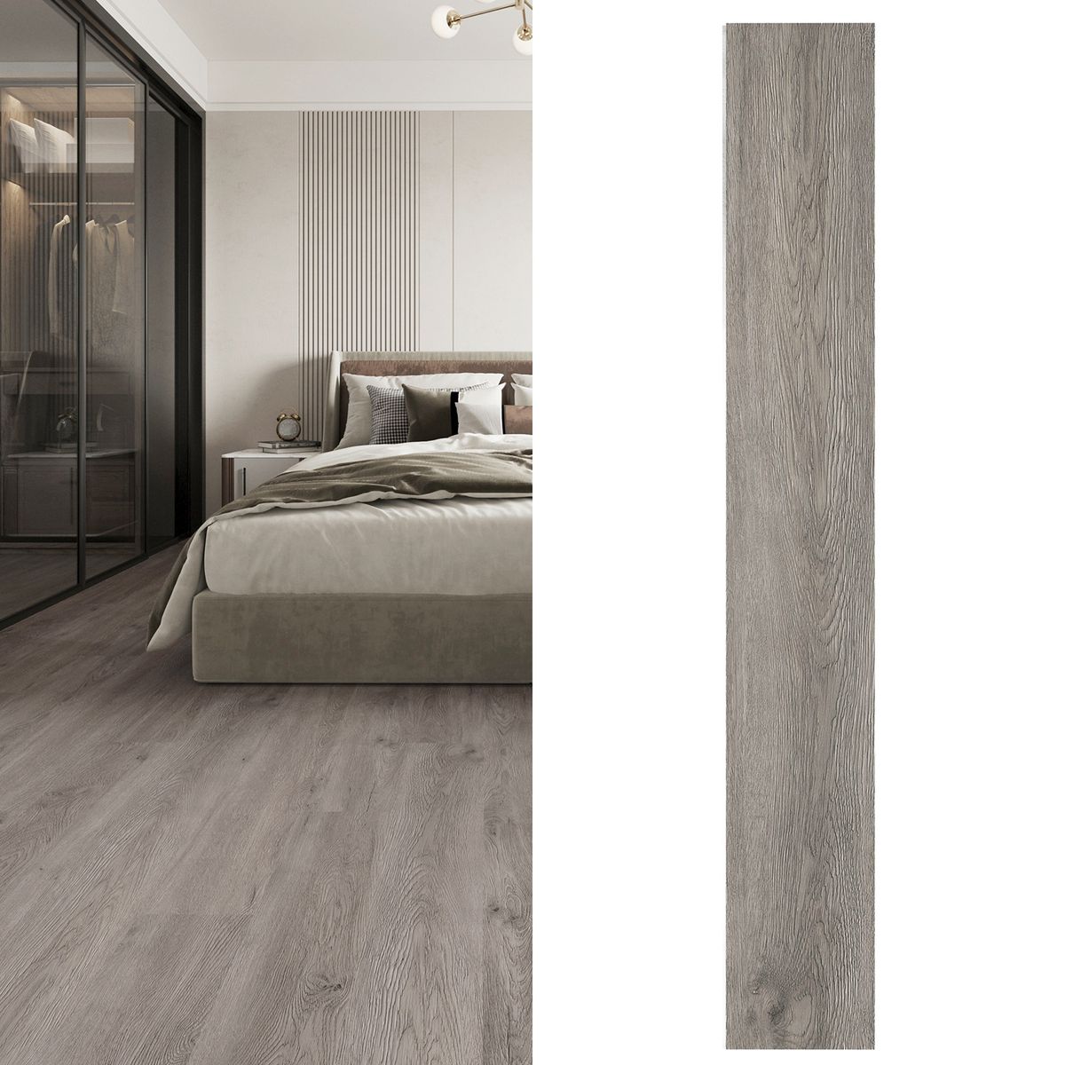 HOLZTEK - Piso vinilico 3.2 mm 18x122 cm VAIL GREIGE Greige 3.11 m2