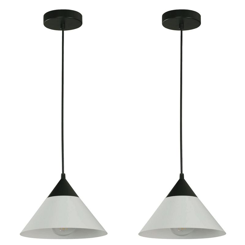 JUST HOME COLLECTION - Set 2 Lámparas Colgar René Plástico Negro 24 cm