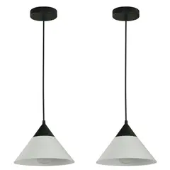 JUST HOME COLLECTION - Set 2 Lámparas Colgar René Plástico Negro 24 cm