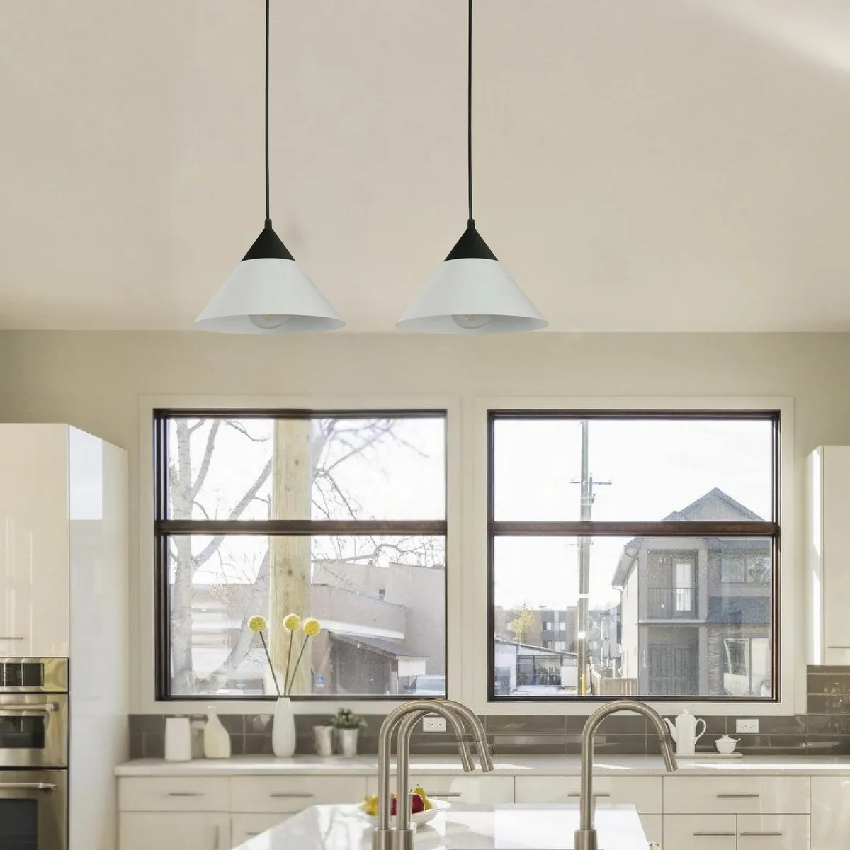 JUST HOME COLLECTION - Set 2 Lámparas Colgar René Plástico Negro