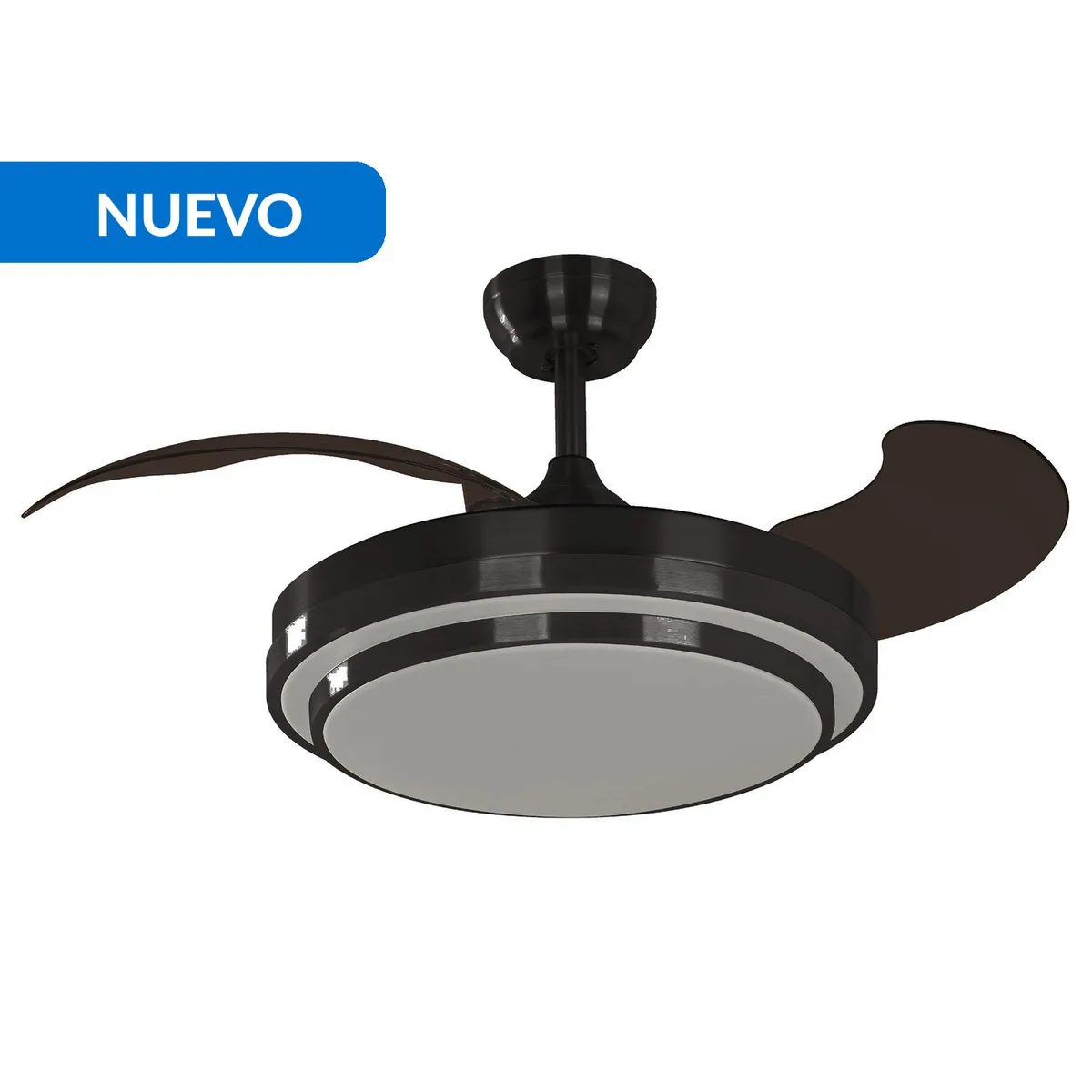 JUST HOME COLLECTION - Ventilador de Techo Blanco con Aspas Retráctiles y Luz Led Regulable