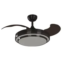 Ventilador de Techo negro con Aspas Retráctiles y Luz Led Regulable