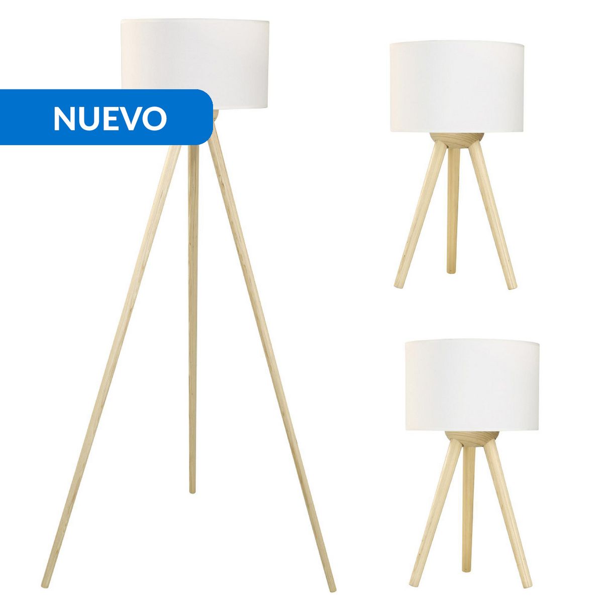 JUST HOME COLLECTION -  Combo 1 Lámpara pie 137 cm + 2 Lámparas de Mesa 37 cm