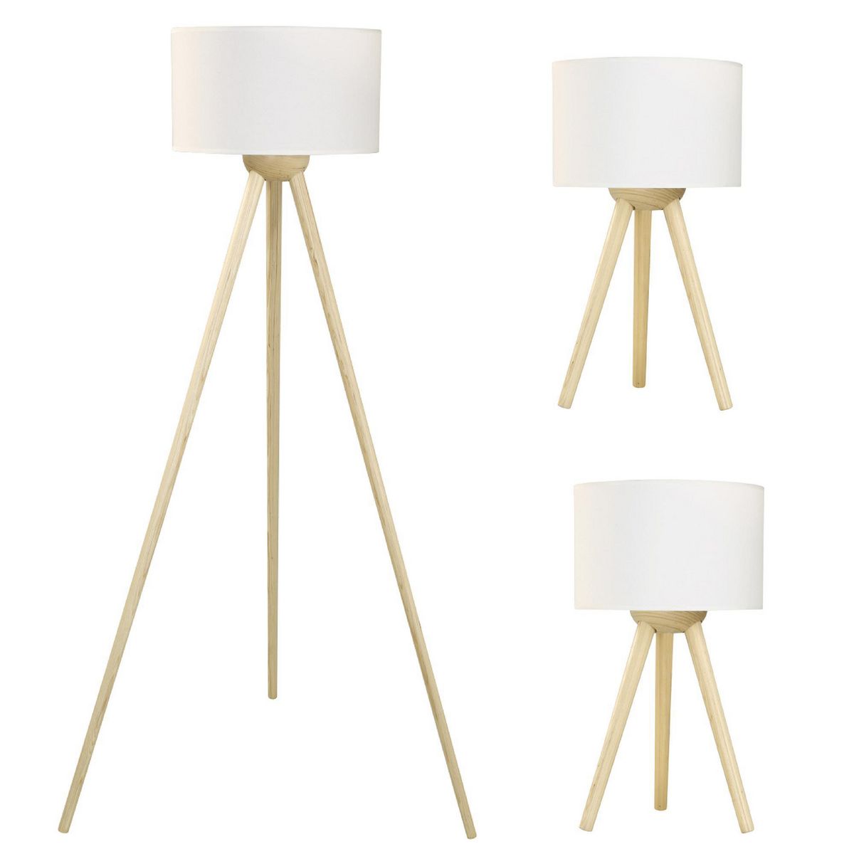 JUST HOME COLLECTION -  Combo 1 Lámpara pie 137 cm + 2 Lámparas de Mesa 37 cm